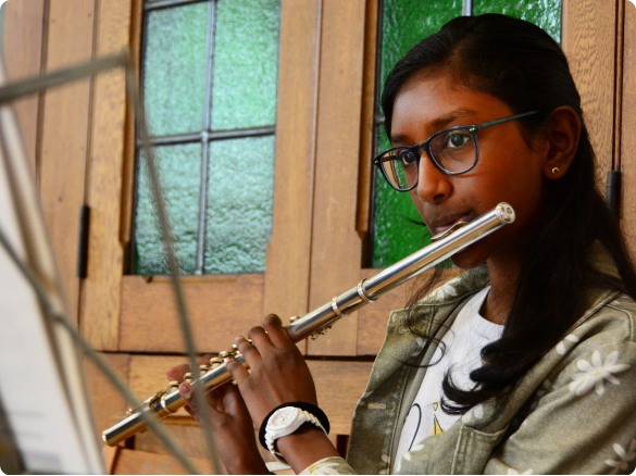 Flutist playing